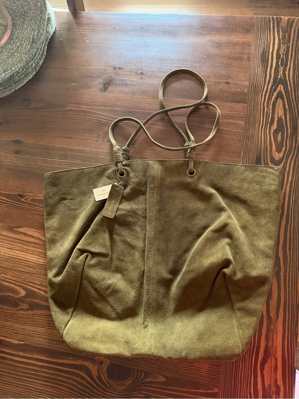 World Market Olive Green Suede Tote Bag - Women